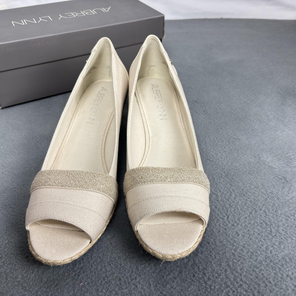 NOS Aubrey Lynn Shoes Womens Size 10 Natural Wedge Espadrille Peep Toe - Picture 8 of 8
